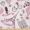 Ambesonne Eiffel Fabric by The Yard, Love in The City Paris French Bridal Composition Romantic Travel Pink Blossoms, Decorative Satin Fabric for Home Textiles and Crafts, 10 Yards, Rose Black White